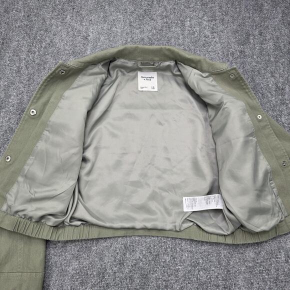 Abercrombie Fitch Jacket Womens XS Green Cropped Utility Snap Front Lined Preppy - Picture 12 of 16